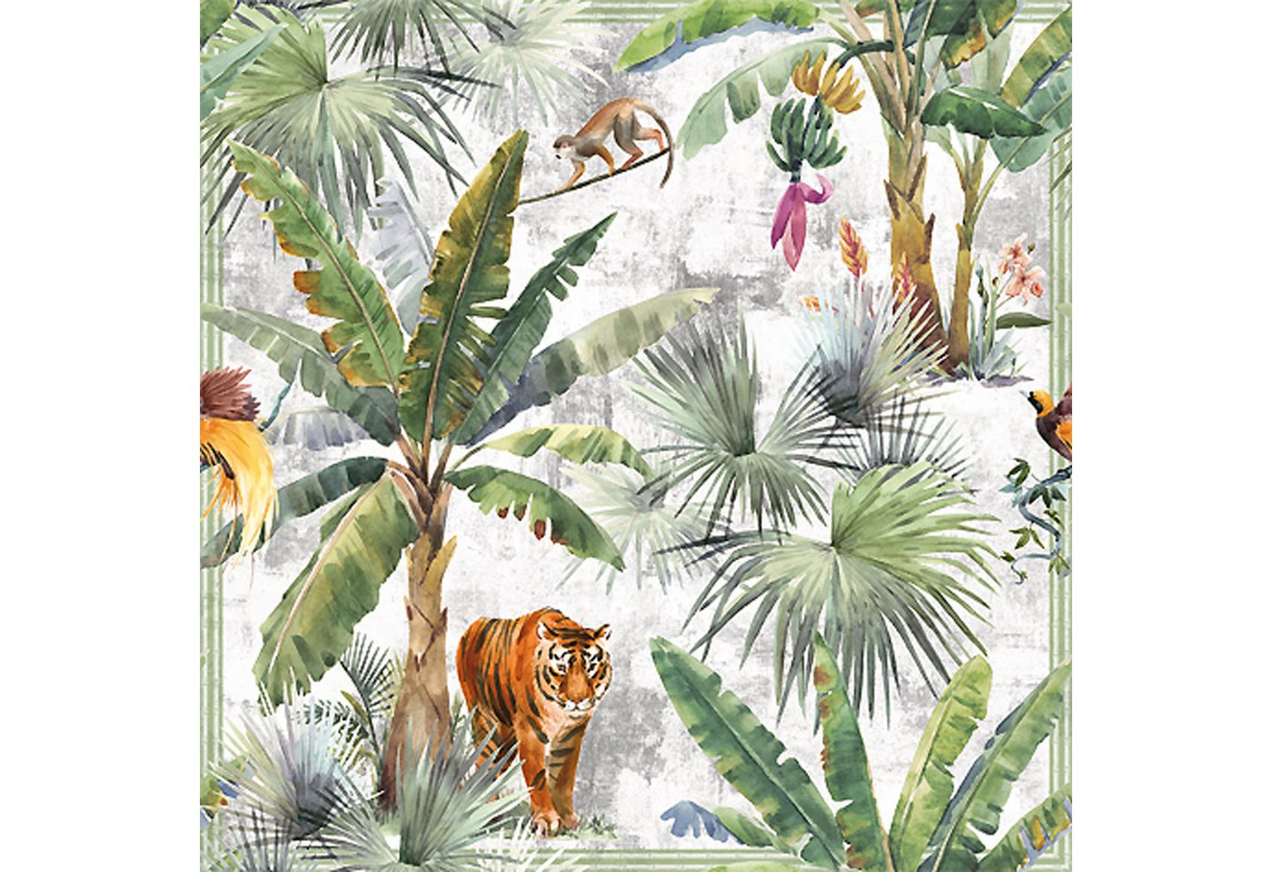 ti-flair Papierserviette, Servietten Papier 33x33cm 3-lagig Tiger und Palmen Motiv 20 Stück von ti-flair