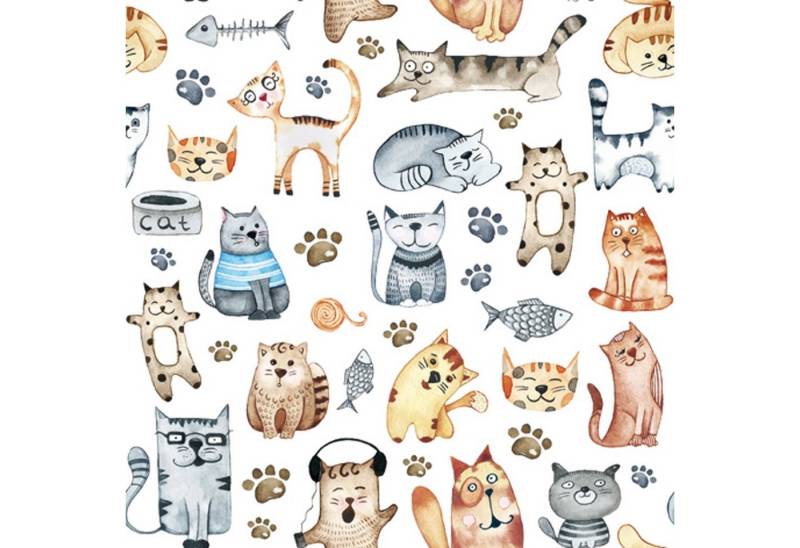 ti-flair Papierserviette, Servietten Papier 33x33cm 3-lagig mit Katzen Motiv 20 Stück Bunt von ti-flair