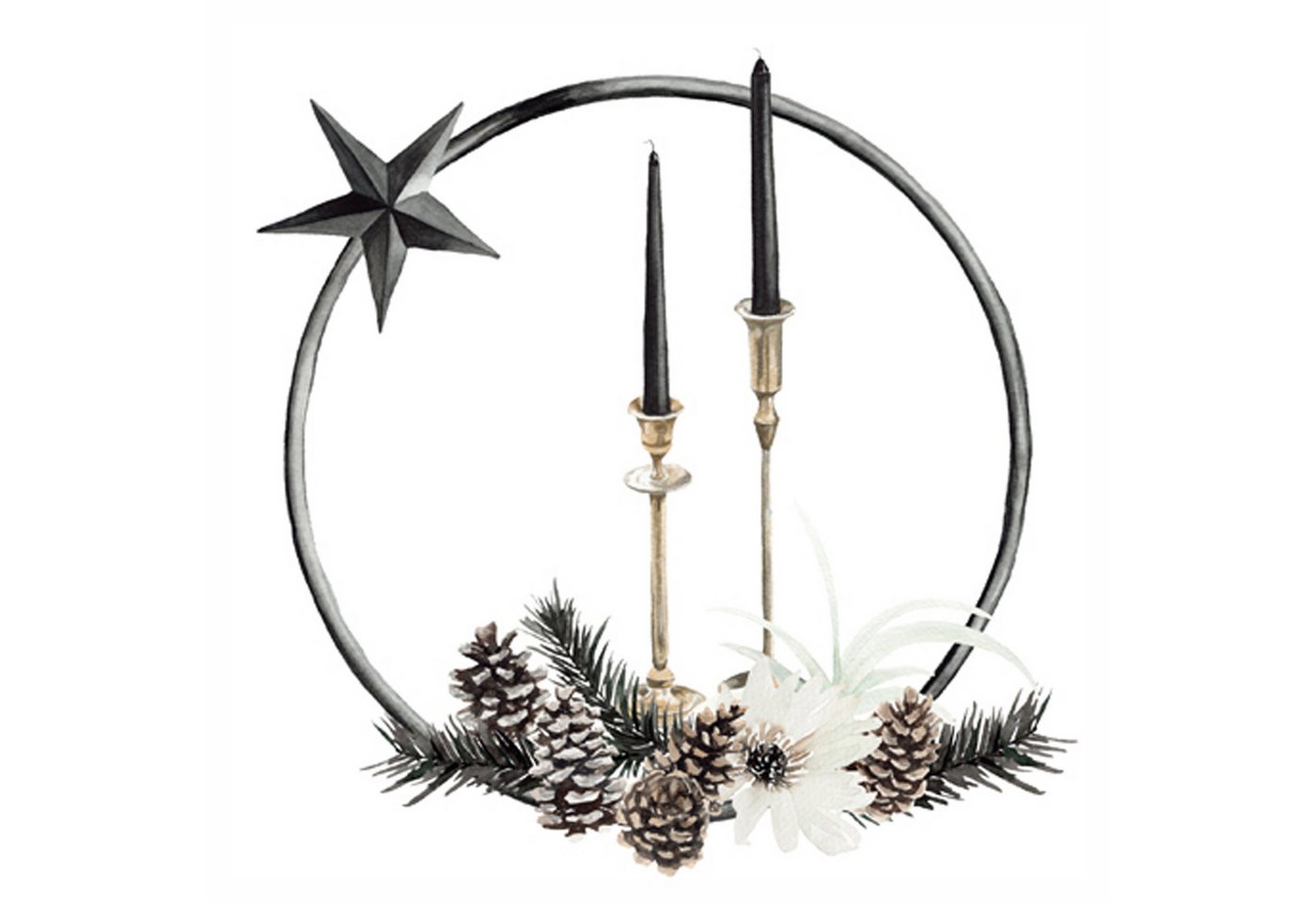 ti-flair Papierserviette, Servietten Papier 33x33cm 3-lagig mit Kerzen & Kranz Motiv 20 Stk. ti-flair Papierserviette, Servietten Papier 33x33cm 3-lagig mit Kerzen & Kranz Motiv 20 Stk. von ti-flair