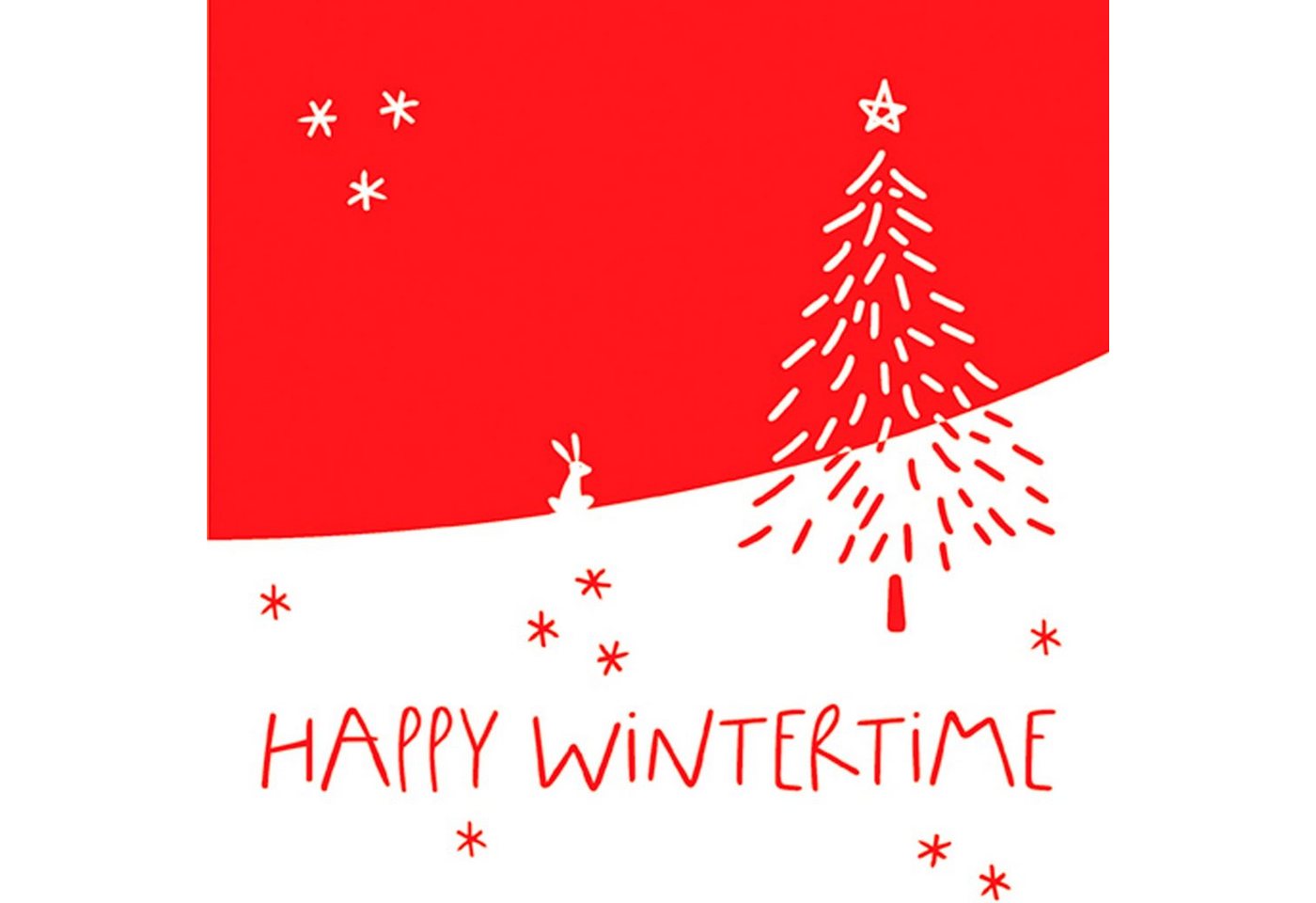ti-flair Papierserviette, Servietten Papier 33x33cm Happy Wintertime Schrift 20 Stück Rot / Weiß von ti-flair