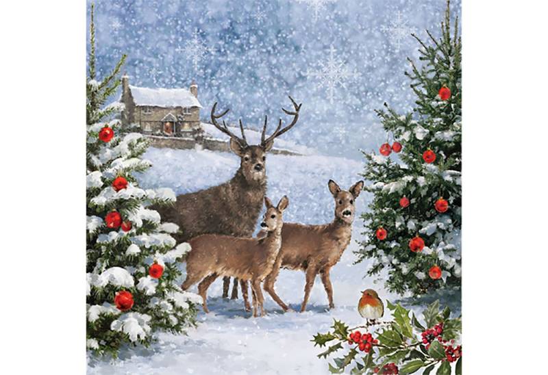 ti-flair Papierserviette, Servietten Papier 33x33cm Hirschfamilie zur Weihnachtszeit 20 Stück von ti-flair