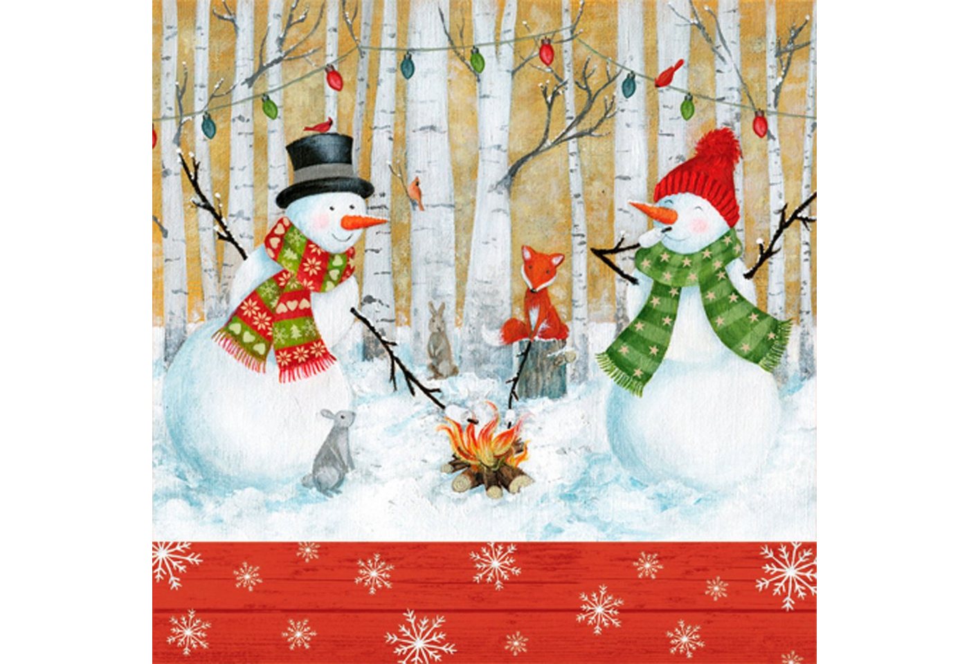 ti-flair Papierserviette, Servietten Papier 33x33cm Schneemänner und Waldtiere Motiv 20 Stück von ti-flair