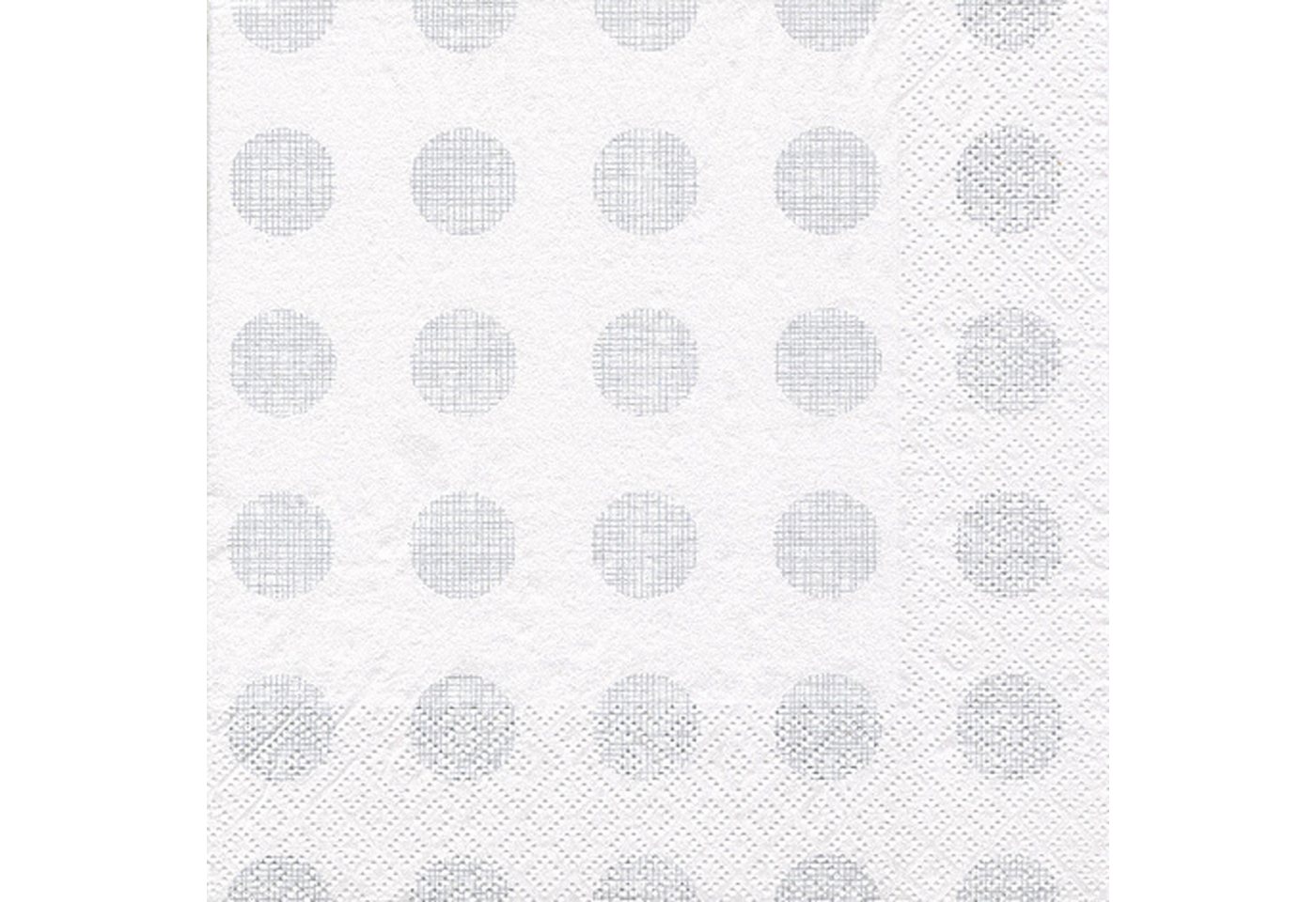 ti-flair Papierserviette, Servietten Papier 33x33cm mit Punkten 20 Stück Weiß / Silber von ti-flair