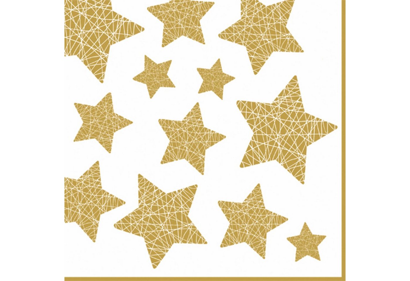 ti-flair Papierserviette, Servietten Papier 33x33cm mit Sternen Motiv 20 Stück Weiß / Gold von ti-flair