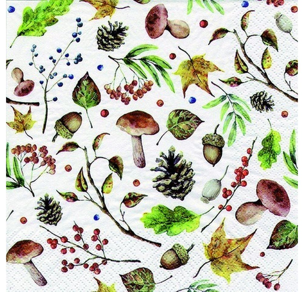 ti-flair Papierserviette 20 Servietten Autumn Forest white 33x33cm, (20 St) von ti-flair