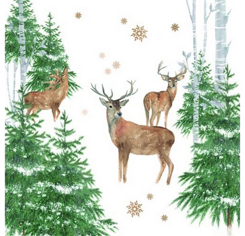 ti-flair Papierserviette 20 Servietten En Foret d`Hiver 33x33cm, (20 St) von ti-flair