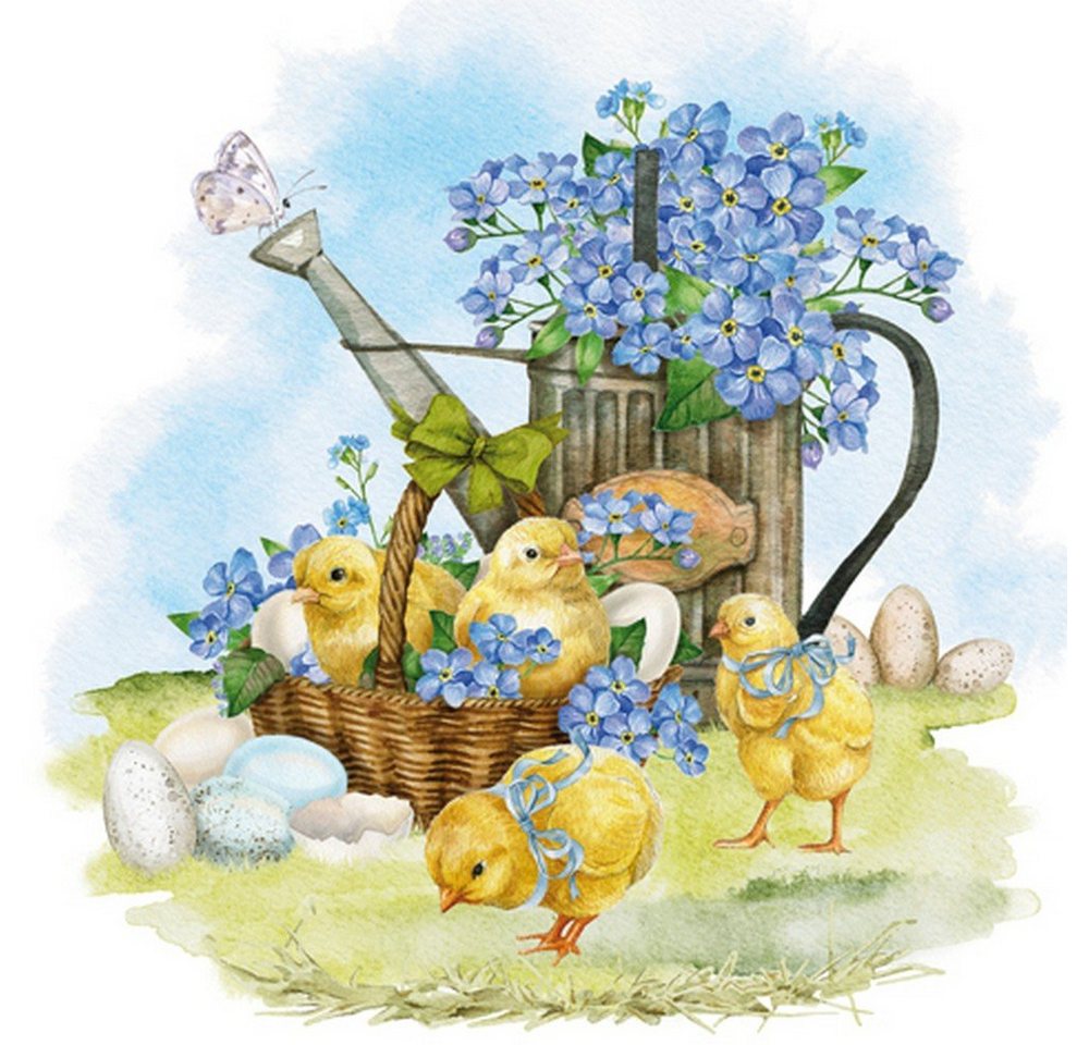 ti-flair Papierserviette 20 Servietten Forget-Me-Not & Chicks 33x33cm, (20 St) von ti-flair