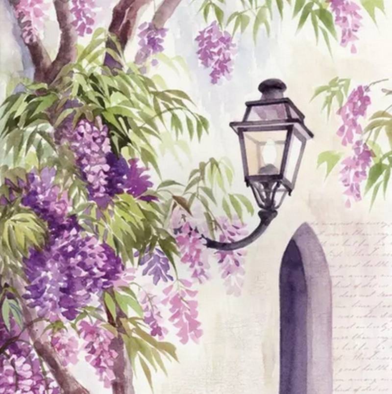 ti-flair Papierserviette 20 Servietten Lantern among Wisteria Bloom 33x33cm, (20 St) von ti-flair