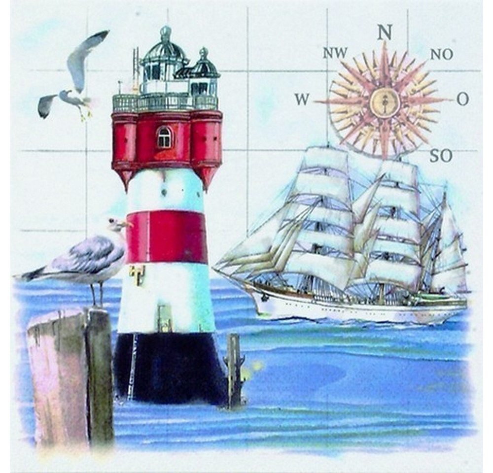 ti-flair Papierserviette 20 Servietten Lighthouse & Compass 33x33cm, (20 St) von ti-flair