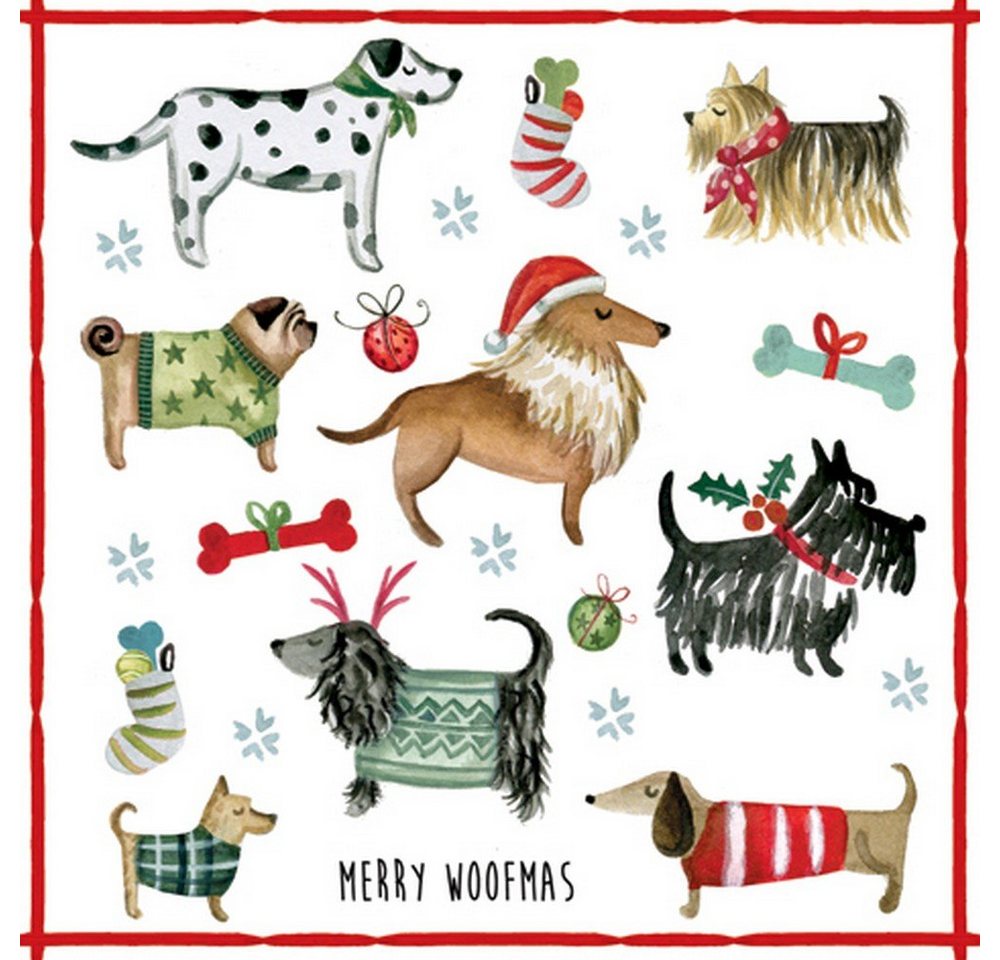 ti-flair Papierserviette 20 Servietten Merry Woofmas 33x33cm, (20 St) von ti-flair