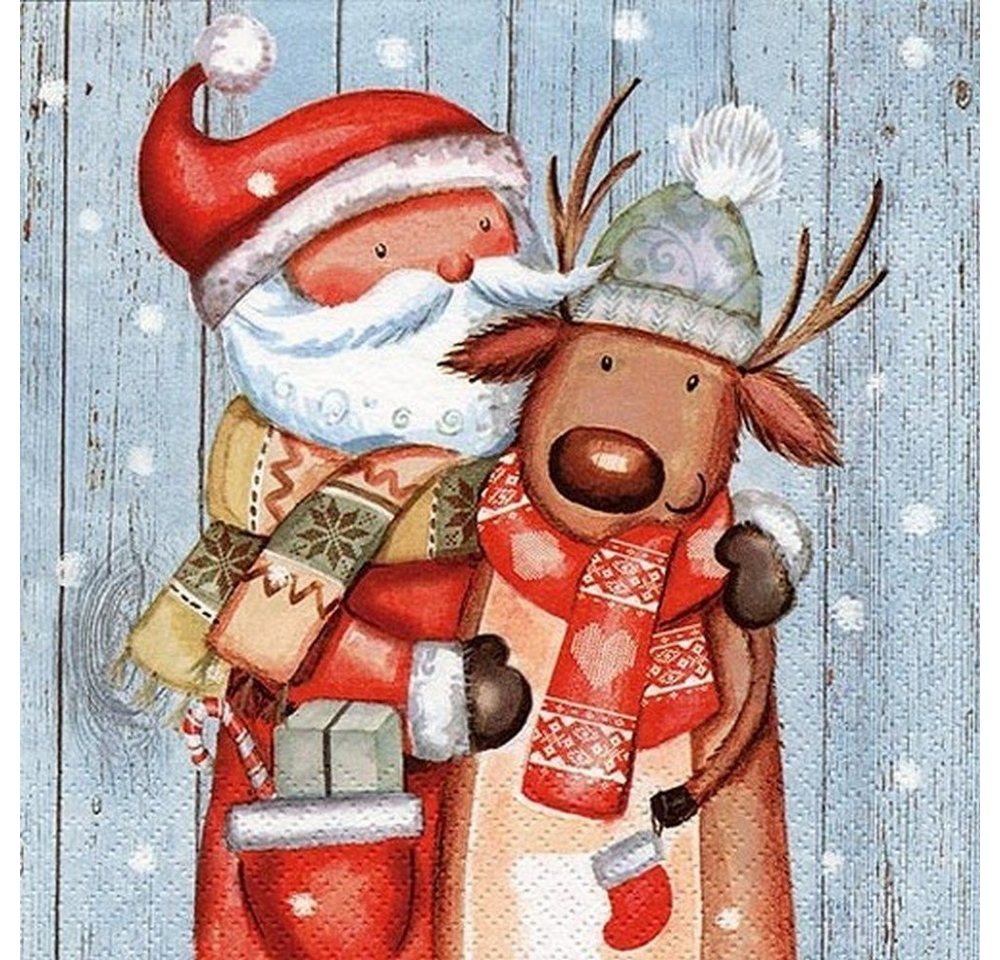 ti-flair Papierserviette 20 Servietten Santa & Reindeer 33x33cm, (20 St) von ti-flair