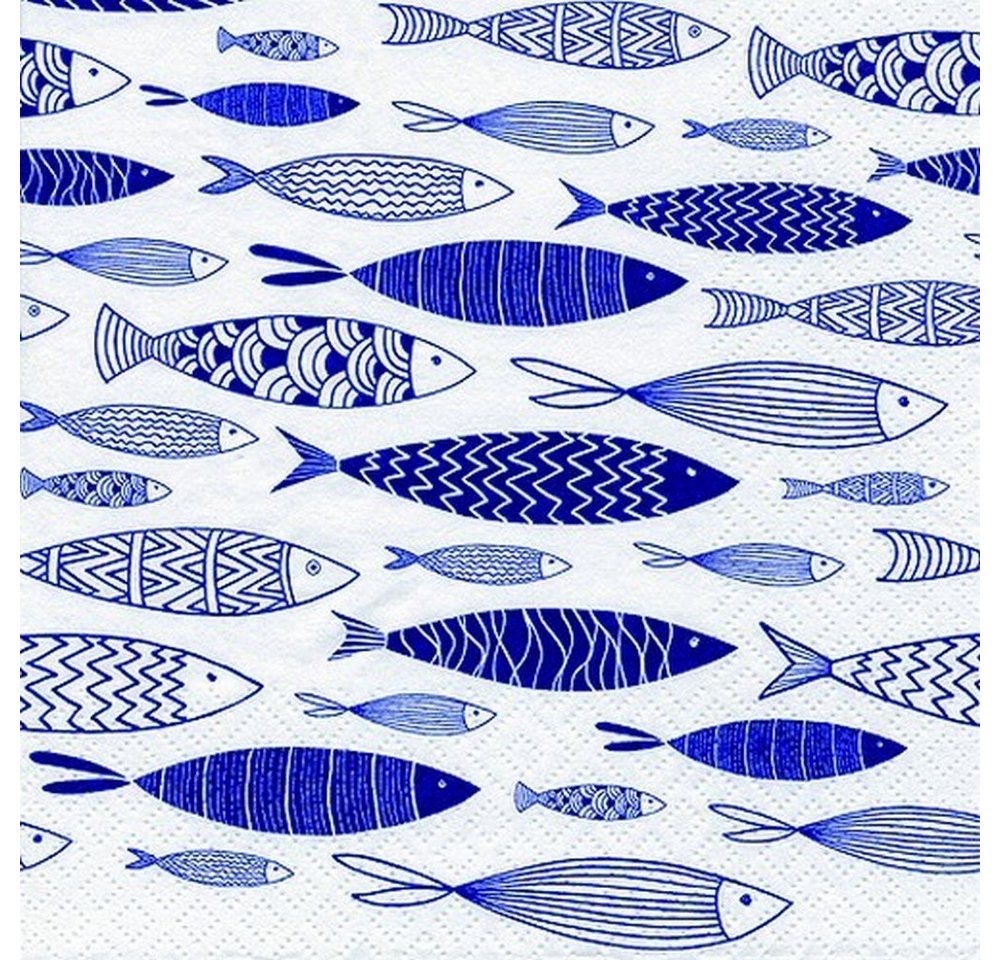 ti-flair Papierserviette 20 Servietten Shoal of Blue Fish 33x33cm, (20 St) von ti-flair