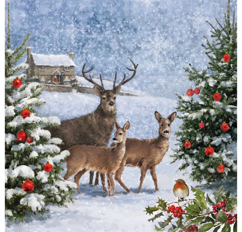ti-flair Papierserviette 20 Servietten Three Deers at Christmas 33x33cm, (20 St) von ti-flair