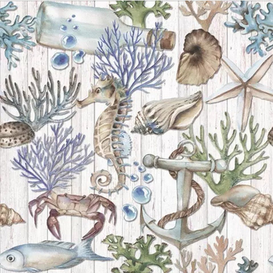 ti-flair Papierserviette 20 Servietten Underwater Treasures 33x33cm, (20 St) von ti-flair