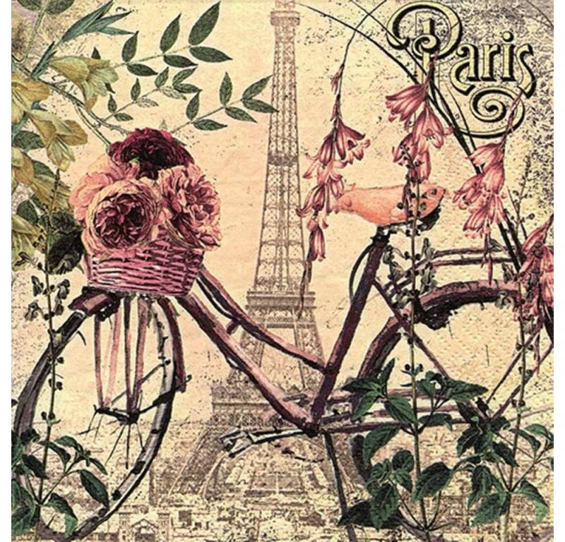 Jet Papier GmbH Papierserviette Radfahren in Paris Land / Stadt Tischdeko Kollektion, (20 St), Partydeko, Serviettentechnik und Decoupage geeignet von Jet Papier GmbH