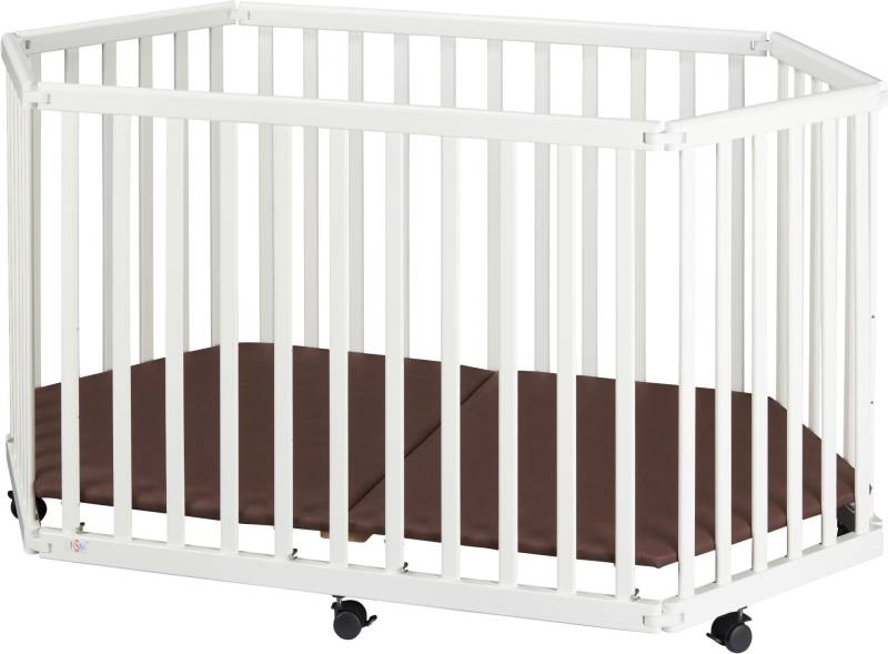 Faltbares Laufgitter Laufstall tiSsi® Buche weiß 6-eckig von tiSsi