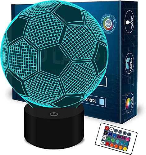 3D Illusion Fußball Lichter Lampe, Fußball LED Tisch Schreibtisch Dekor 7 Farben Touch Control USB Powered Party Dekoration Lampe, 3D visuelle Lampe für Wohnkultur Weihnachten Geburtstagsgeschenke von yiyicas