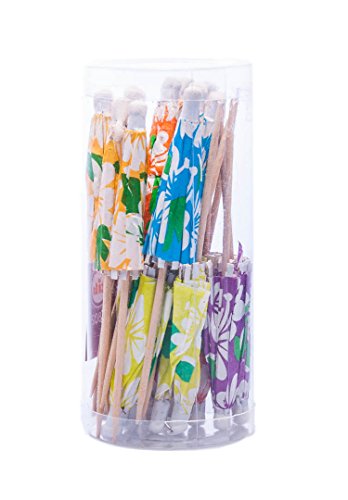 tib 10802 Hawaii Eis-/Papierschirme Set mit 24 Stück pro PVC-Box, mehrfarbig, Einheitsgröße von tib