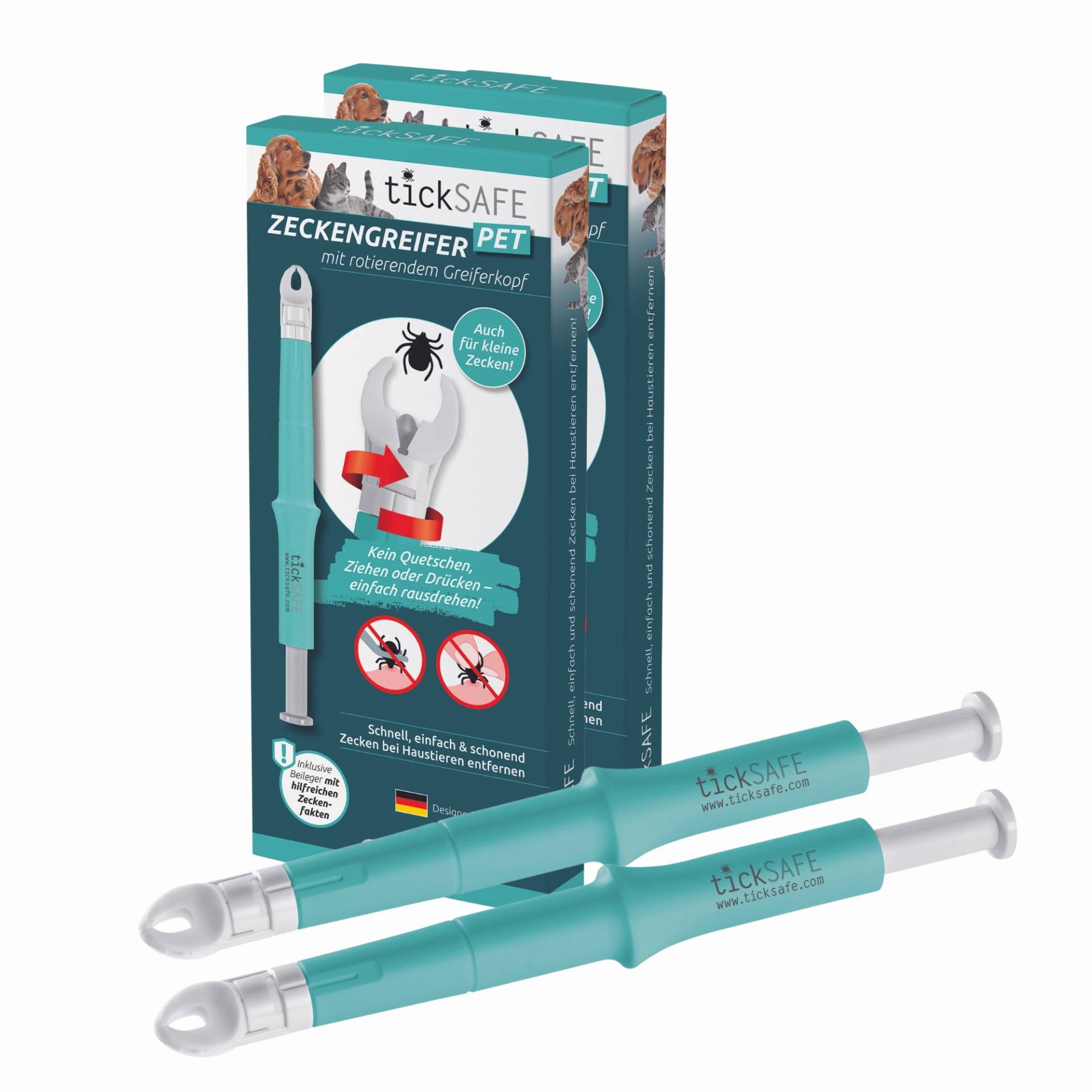 Zeckengreifer für Tiere mit rotierendem Greiferkopf - 2er-Set Zeckengreifer für Tiere mit rotierendem Greiferkopf - 2er-Set von tickSAFE