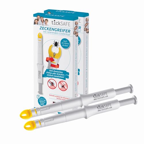 tickSAFE 2 Stück Zeckengreifer mit rotierendem Greiferkopf zur Anwendung am Menschen | Die bessere Alternative zur Zeckenzange - kein Quetschen, Ziehen oder Drücken - einfach schonend rausdrehen tickSAFE 2 Stück Zeckengreifer mit rotierendem Greiferkopf zur Anwendung am Menschen | Die bessere Alternative zur Zeckenzange - kein Quetschen, Ziehen oder Drücken - einfach schonend rausdrehen von tickSAFE