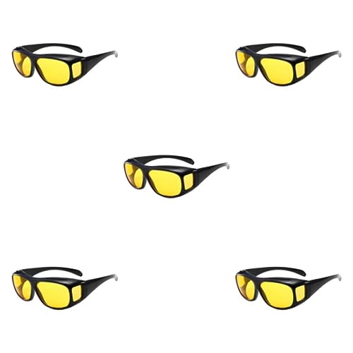 tieedhfu 5 Satz von Nachtsichtbrille, verbesserte Sehschärfe für nächtliche Aktivitäten, polarisierte Gläser, ABS Fahrsonnenbrille, Gelb, Gelb 5Satz von tieedhfu