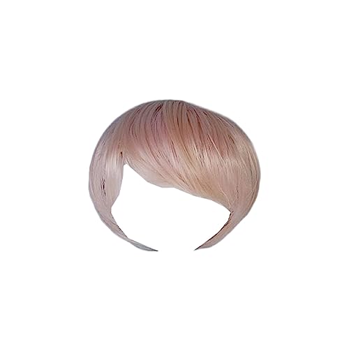 tieedhfu Hochtemperaturfaser Puppenperücke, abnehmbares, kurzes, einfarbiges Haarteil, Rosa von tieedhfu