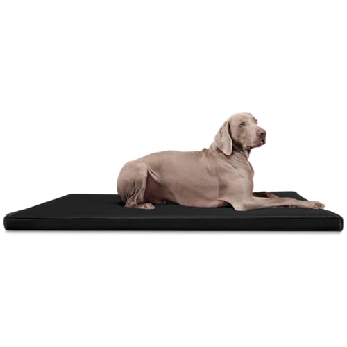 tierlando® Carlos Ortho-Medic Orthopädische Hundematte Kunstleder Visko Hundebett Matratze Größe: XL - 120x90cm - CA5 | Farbe: 03 schwarz von tierlando