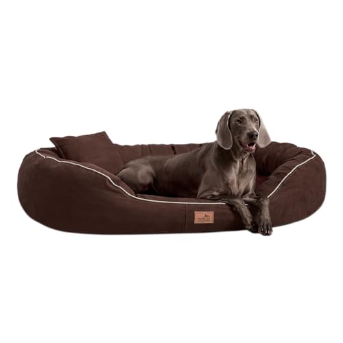 tierlando® Nonplusultra Marlon orthopädisches Hundebett mit Visco Plus Matratze in Velours! Soft-Lounge! Gr. M L XXL XXXL | 85 cm bis 220 cm (M 85 x 65 cm, 01| Braun) von tierlando