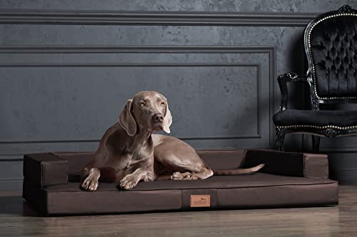 tierlando® Orthopädisches Design Hundesofa Gibson VISCO Kunstleder kubische Form (GI5- XL 120cm, 01 Braun) von tierlando