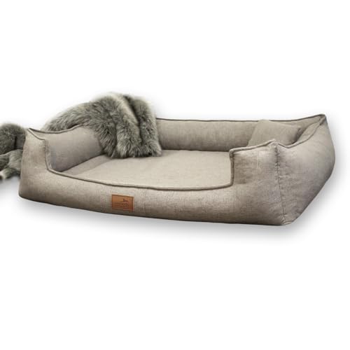 tierlando® Orthopädisches Hundebett Goofy inkl. Matratzenschoner für mittelgroße, große und sehr große Hunde, Möbelstoff, Waschbar Hundesofa Hundekörbchen | Beige | G4-A-14 von tierlando