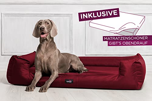 tierlando® Orthopädisches Hundebett Goofy inkl. Matratzenschoner für große Hunde Polyester Waschbar Hundesofa XL XXL XXXL G3 90cm - 04 Dunkelrot von tierlando