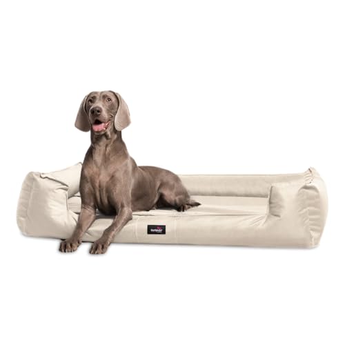 tierlando® Orthopädisches Hundebett Goofy inkl. Matratzenschoner für große Hunde Polyester Waschbar Hundesofa XL XXL XXXL G3 90cm - 05 Creme von tierlando