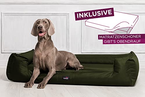 tierlando® Orthopädisches Hundebett Goofy inkl. Matratzenschoner für große Hunde Polyester Waschbar Hundesofa XL XXL XXXL L+ 110cm | 26 Olive Grün von tierlando