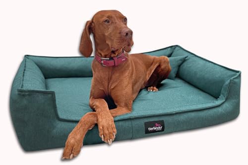 tierlando® Orthopädisches Hundebett Gustav Scandi CHIC | XXL Hundesofa eleganter Bezug waschbar, herausnehmbar, Mobile Matratze Größe: 130x100cm | Farbe: 38 Petrol von tierlando