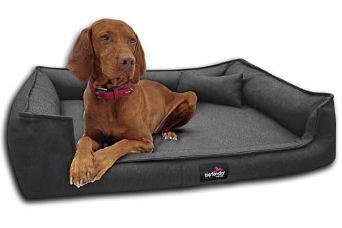 tierlando® Orthopädisches Hundebett Gustav Scandi CHIC | XXL Hundesofa eleganter Bezug waschbar, herausnehmbar, Mobile Matratze Größe: 130x100cm | Farbe: 40 Anthrazit von tierlando