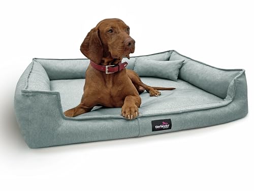 tierlando® Orthopädisches Hundebett Gustav Scandi CHIC | XXL Hundesofa eleganter Bezug waschbar, herausnehmbar, Mobile Matratze Größe: 130x100cm | Farbe: 63 See Grau von tierlando