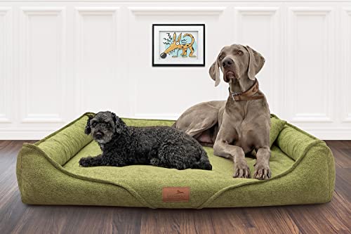 tierlando® Orthopädisches Hundebett Ken für Große Hunde | kuschelig weicher Mélange-Bezug abnehmbar & waschbar Größe: 130x100cm | Farbe: 24 Hellgrün von tierlando