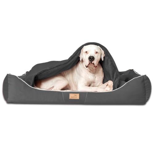 tierlando® Orthopädisches Hundebett Rudolph inkl. Schonbezug mit Hundedecke Größe: 100x90cm | Farbe: 02 Graphit von tierlando