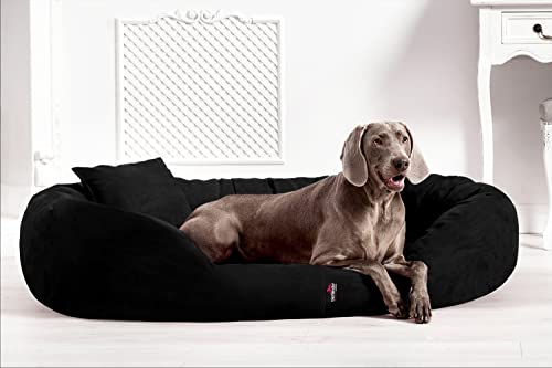 tierlando® Orthopädisches Hundebett Sammy | High-Tech-Velours | Dicke Umrandung | L - XXXXL Hundesofa Schwarz Gr. XXL 140 cm von tierlando