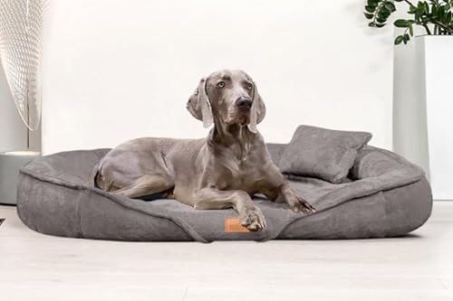 tierlando® Orthopädisches Hundebett Xenia | Kuschelig Flauschiges Hundesofa | Waschbar | Memory Foam XL | Graphit Taupe von tierlando