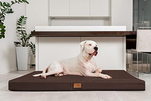 tierlando® Oscar VISCO Orthopädische Hundematte Matratze Kunstleder Hundebett: Größe Größe: 120x90cm | Farbe: 01 Braun von tierlando