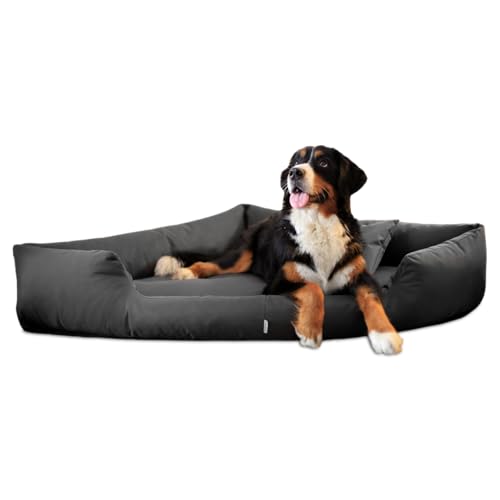 tierlando® Trivia | Orthopädisches Hundebett Robustes Polyester Visco Eckbett Eckhundebett Gr. M 80cm Graphit Grau von tierlando