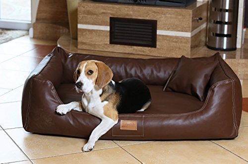 tierlando Maddox Komfort Hundebett Hundesofa Kunstleder S - XXL Größe: MN5-LL 120cm | Farbe: 01 Braun von tierlando