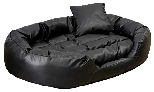 tierlando Hundebett Philip Hundesofa - Kunstleder - XL XXL XXXL - 110cm bis 170cm - Dogge, Ridgebacks Größe: 110x80cm | Farbe: 03 Schwarz von tierlando