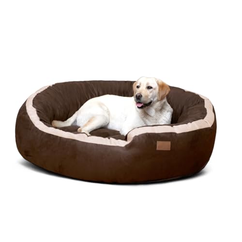 tierlando Lana Hundebett Hundesofa M L XL Velours MEGA DICK 80 100 120cm WEICH Größe: LA5 120cm XL | Farbe: 01 Braun von tierlando
