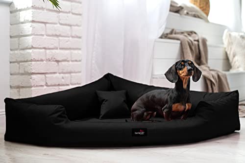 tierlando Trivia | Komfort Hundebett Eckbett Dreieckbett Ecksofa TR3-80cm | B Farbe: 03/Schwarz von tierlando