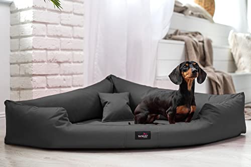 tierlando Trivia | Komfort Hundebett Eckbett Dreieckbett Ecksofa TR5-120cm | B Farbe: 02/Graphit von tierlando