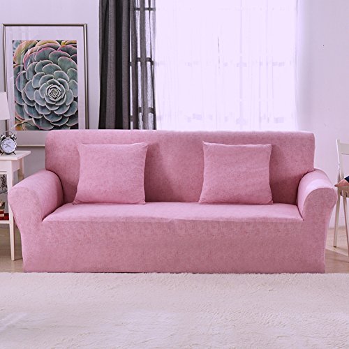 1 2 3 4-Sitzer-Sofa Cover ganzjährig Leinen Muster Stretch Sofa Schonbezug rutschsicherer elastischer Polyester Couch Cover Protector, rose, 3 Seater:195-230cm von tifee