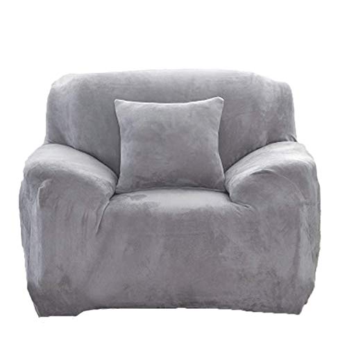 Dicke Sofaüberzüge, 1/2/3/4-Sitz-Überwurf, Sofa Schutzüberzug aus Samt. einfache Passform, Stretch-Material, Couch-/Bettüberwurf, hellgrau, 1 Seater:90-140cm von tifee