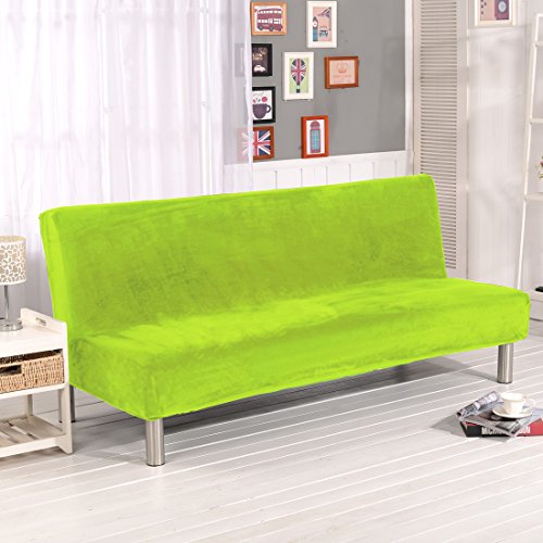 Dicker Sofaschutzüberzug, unifarben, Sofaschonbezug, elastischer Stretchstoff, mit festen Stretchhussen, ohne Lehnen, für Sofa, Bett, Hundebett, Couch, ausziehbar, grün, 180-210CM von tifee